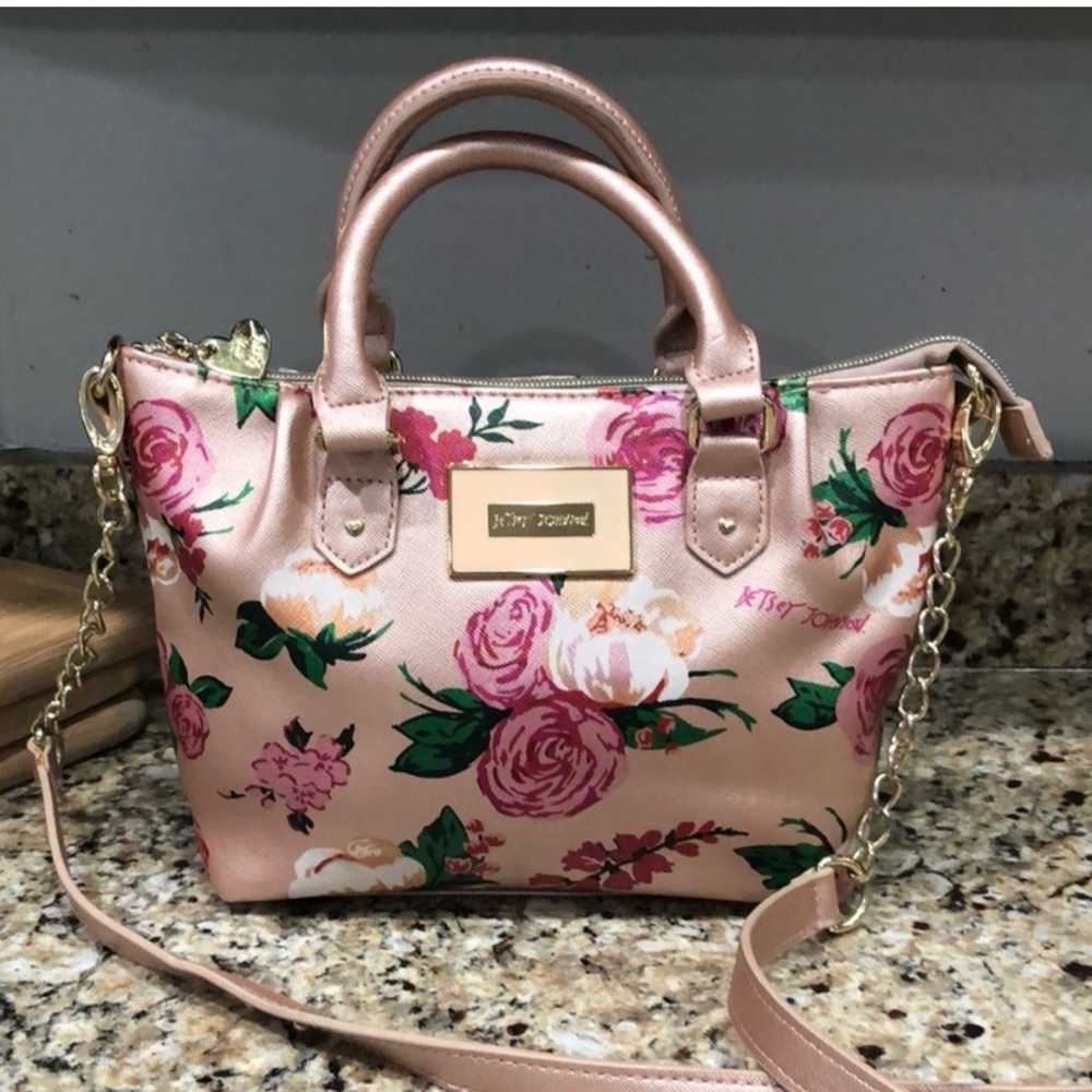 Betsey Johnson Floral Satchel Is Sweet, Has Crossbody Strap EUC | Gift for a Mom
